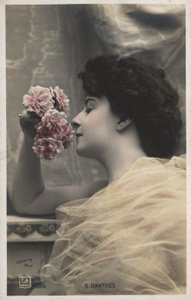 Vrouw met rozen door French Photographer